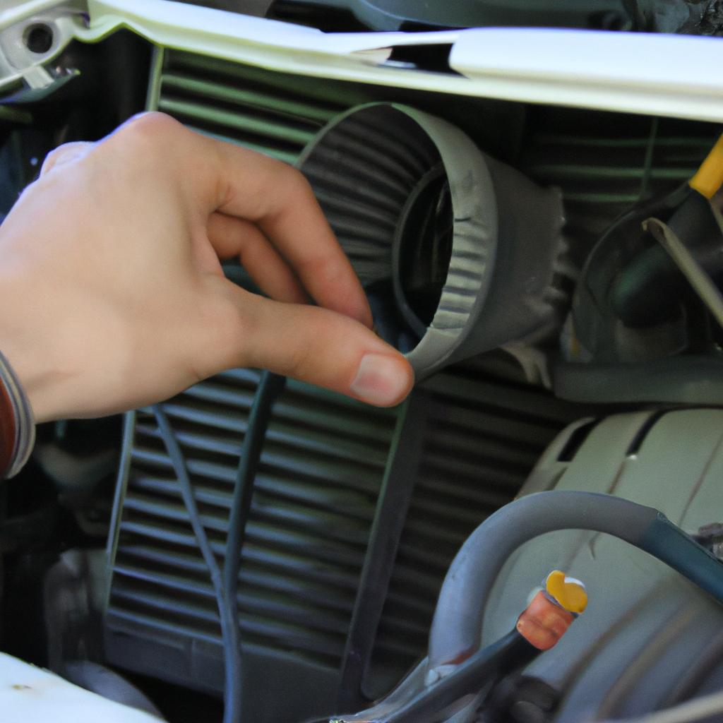 Person repairing car air conditioner