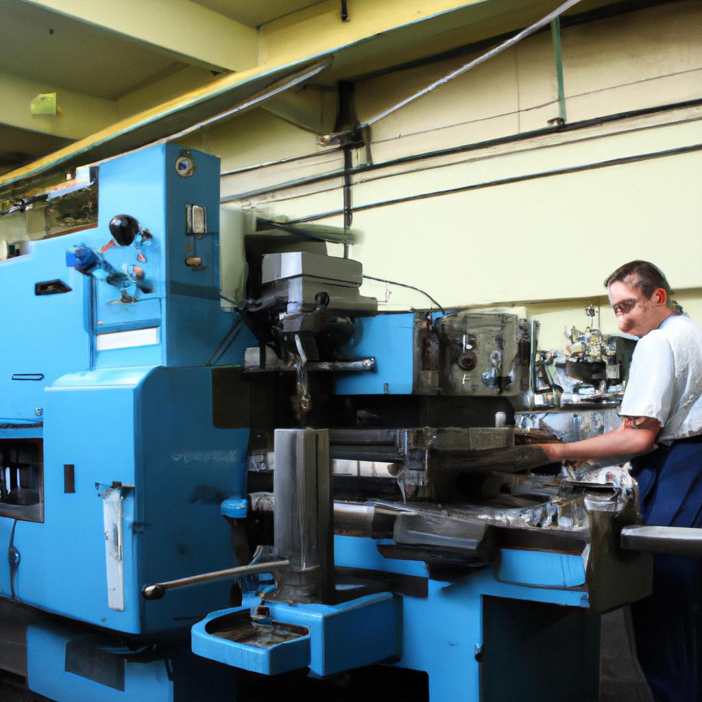 Person operating machinery in factory