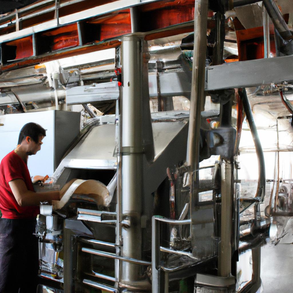 Person operating machinery in factory